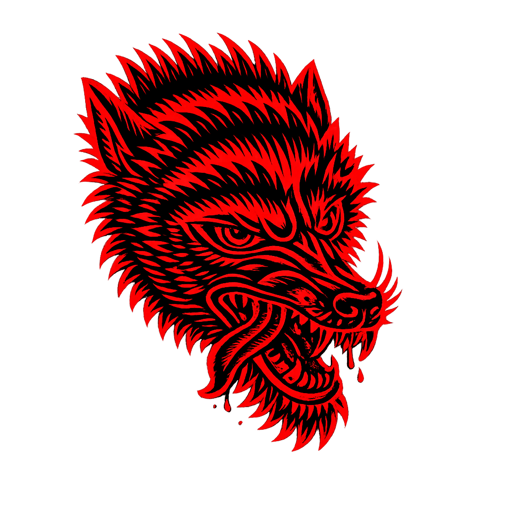 Ilustracion roja de lobo